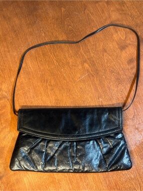 Amanda Smith Black Pleated Crossbody Shoulder Bag